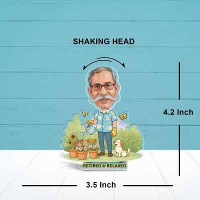 Personalized Retirement Caricature Bobblehead Retired & Relaxed Theme Battery Powered Moving Head for Home Decor & Car Dashboard Retirement, Grandfather & Boss